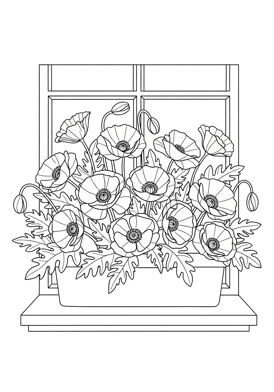 da colorare papavero disegno facile bambini