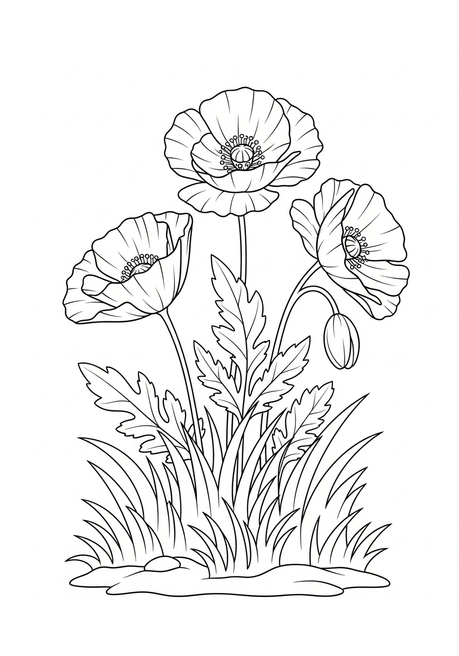immagini di papavero da stampare e colorare