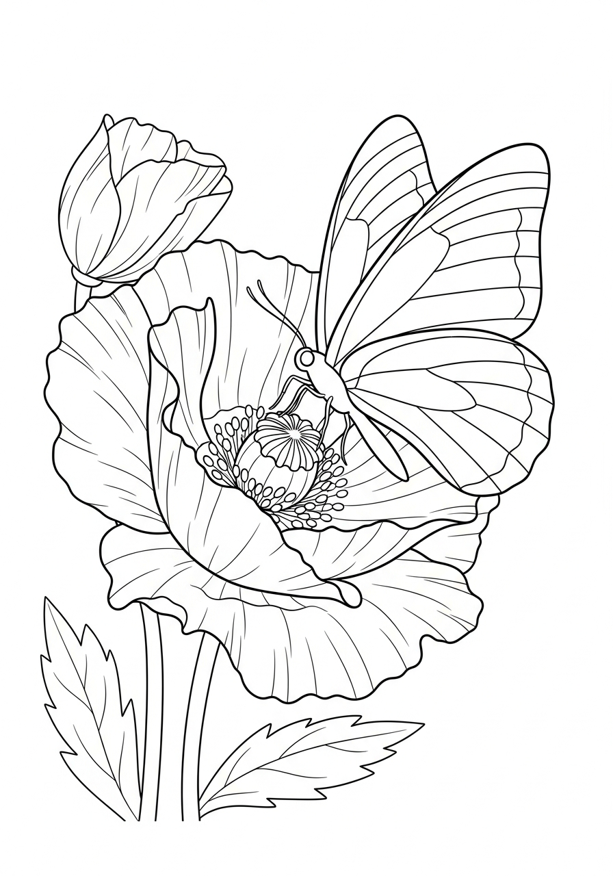 papavero da colorare a4 1