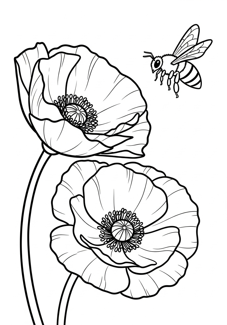 papavero da colorare a4