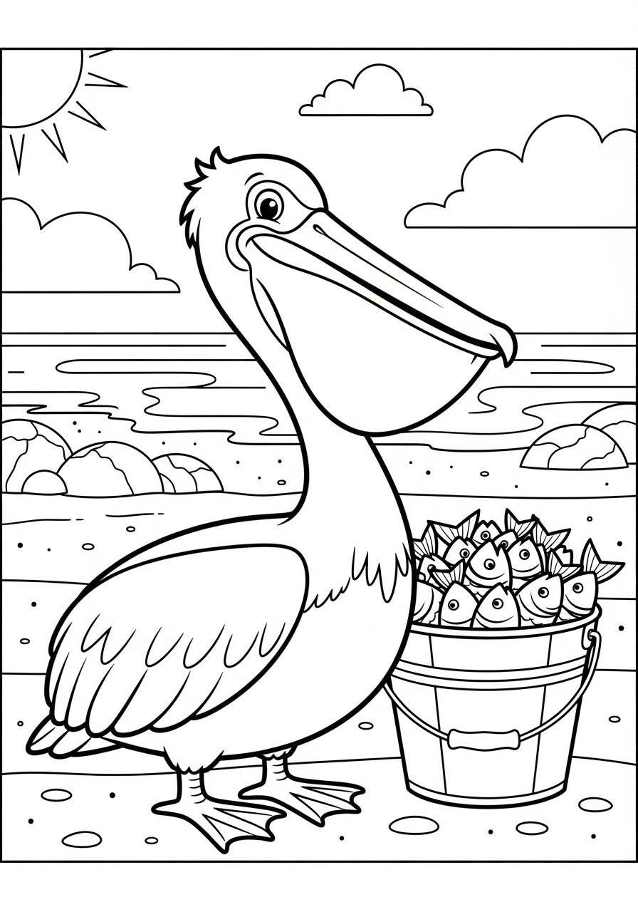 disegno pellicano da colorare per bambini