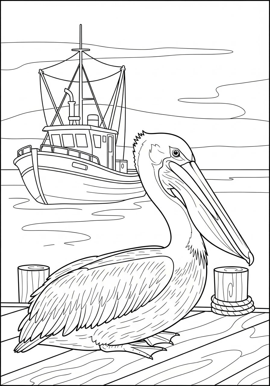 pellicano da colorare e stampare gratis