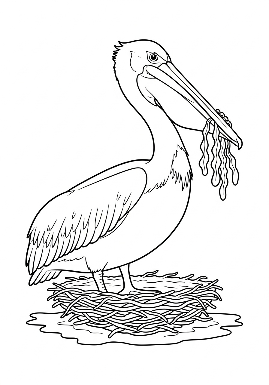 disegni pellicano da colorare per bambini