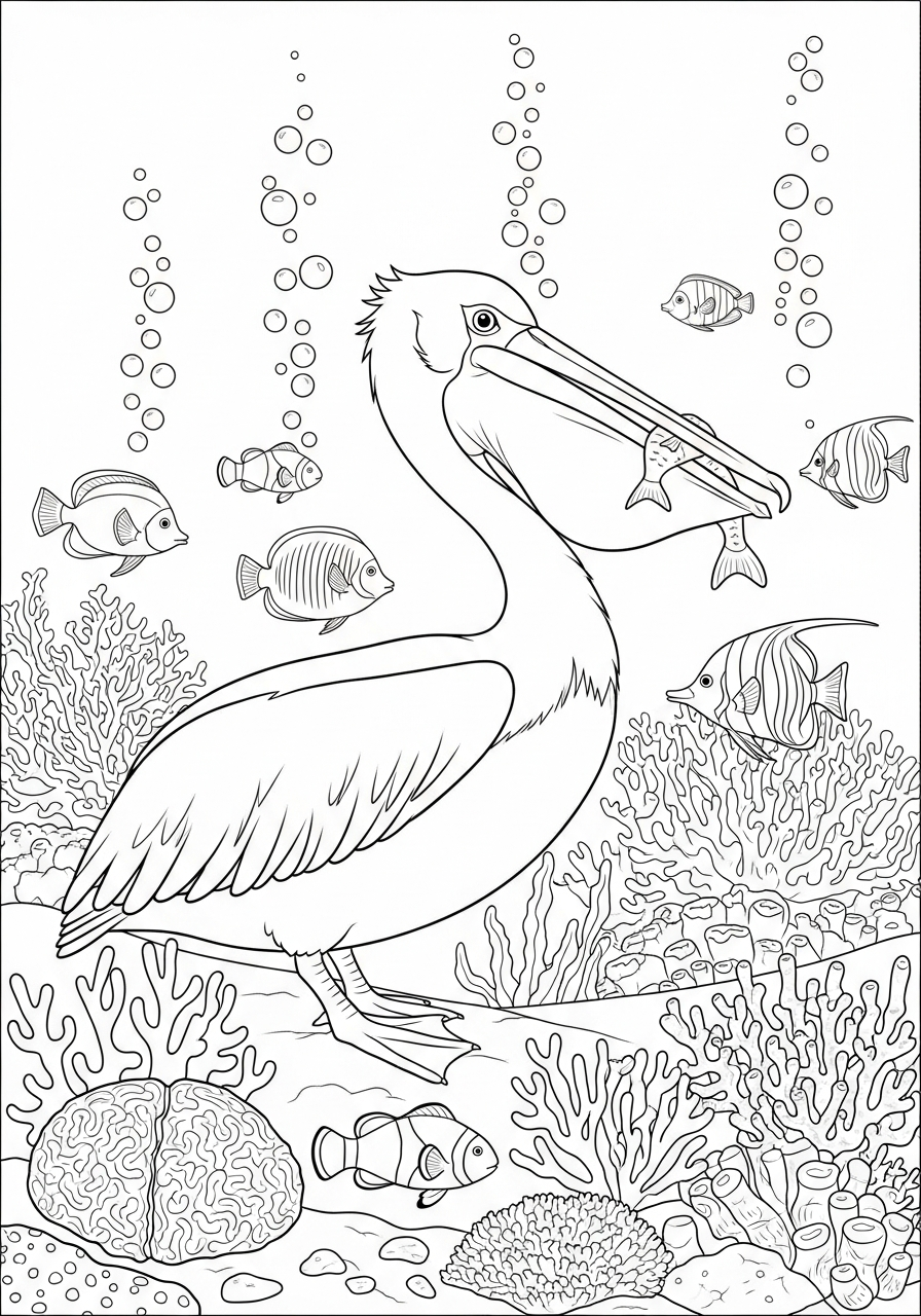 disegni pellicano facili da colorare