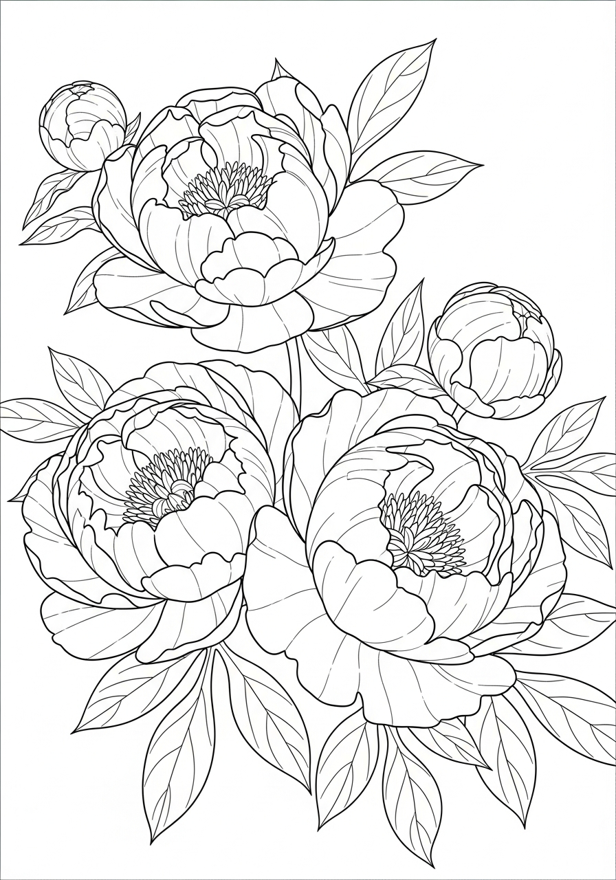 Peonia 21 peonia disegno da colorare facile