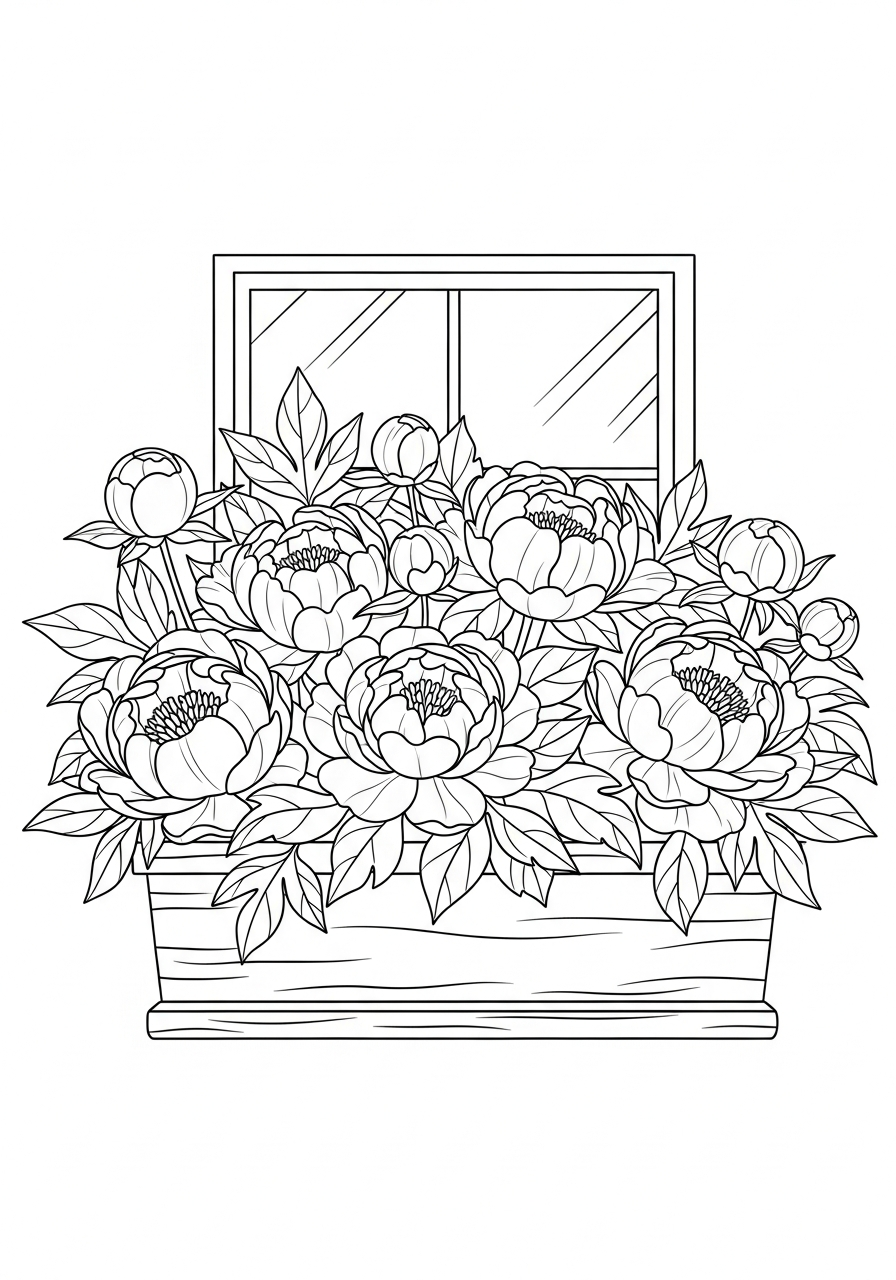 Peonia 4 immagini di peonia da colorare e stampare