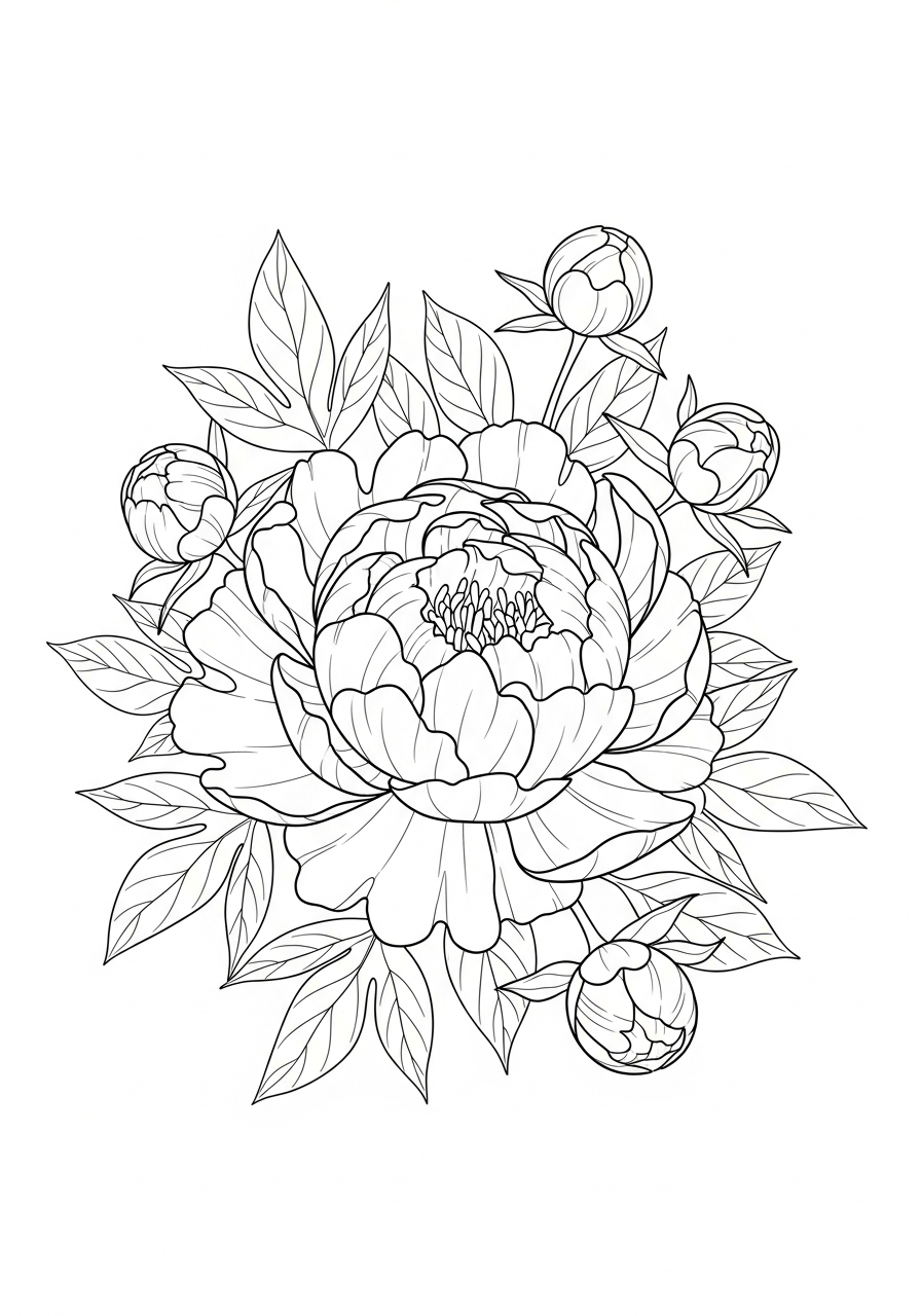 Peonia 20 peonia disegno da colorare