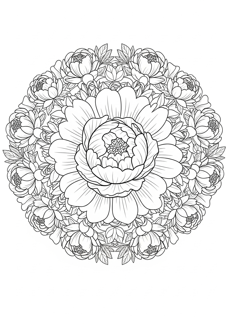 Peonia 2 immagine da colorare peonia