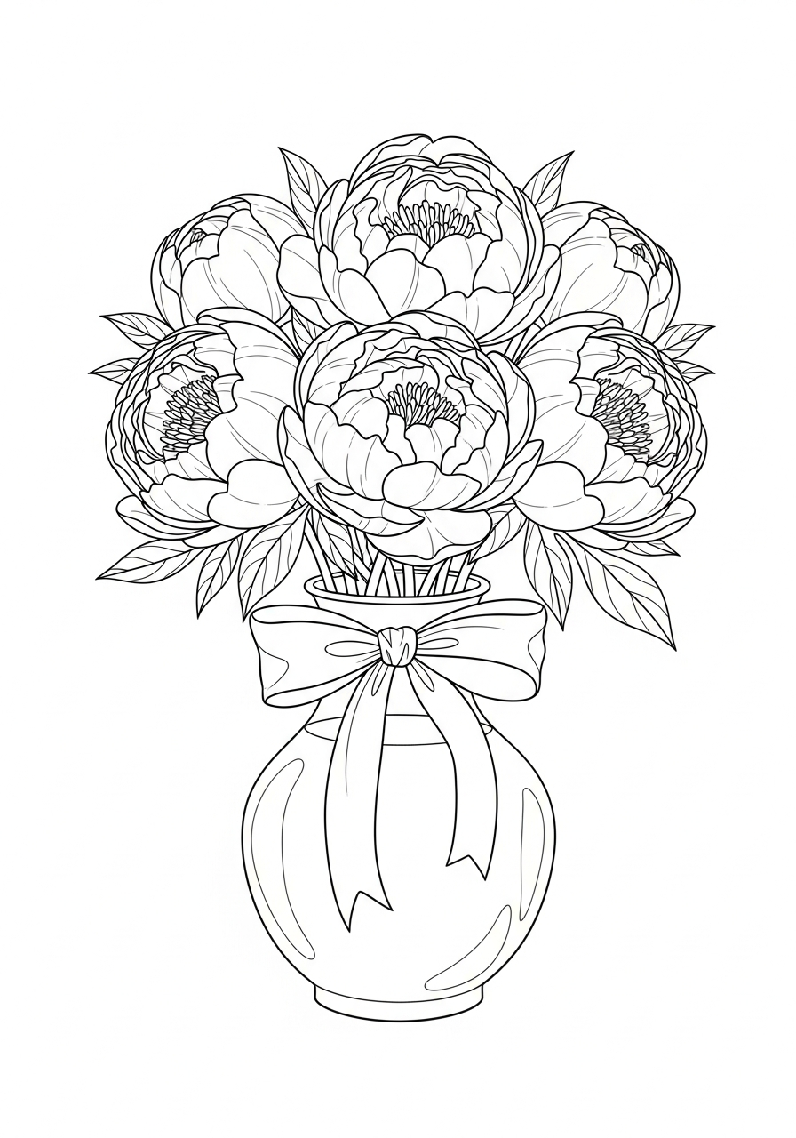 Peonia 18 disegni di peonia da colorare per bambini