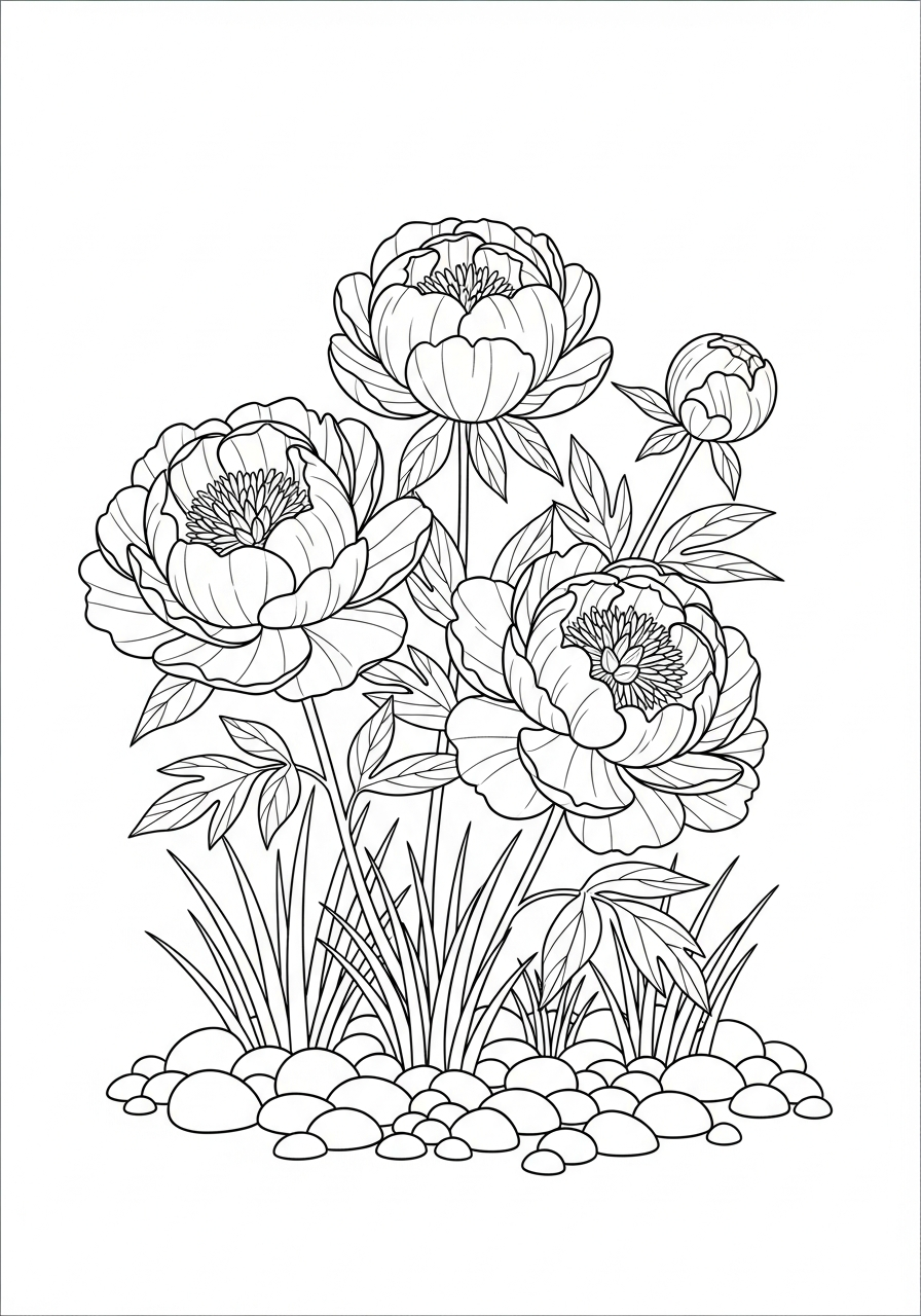 Peonia 17 pdf stampare peonia da colorare