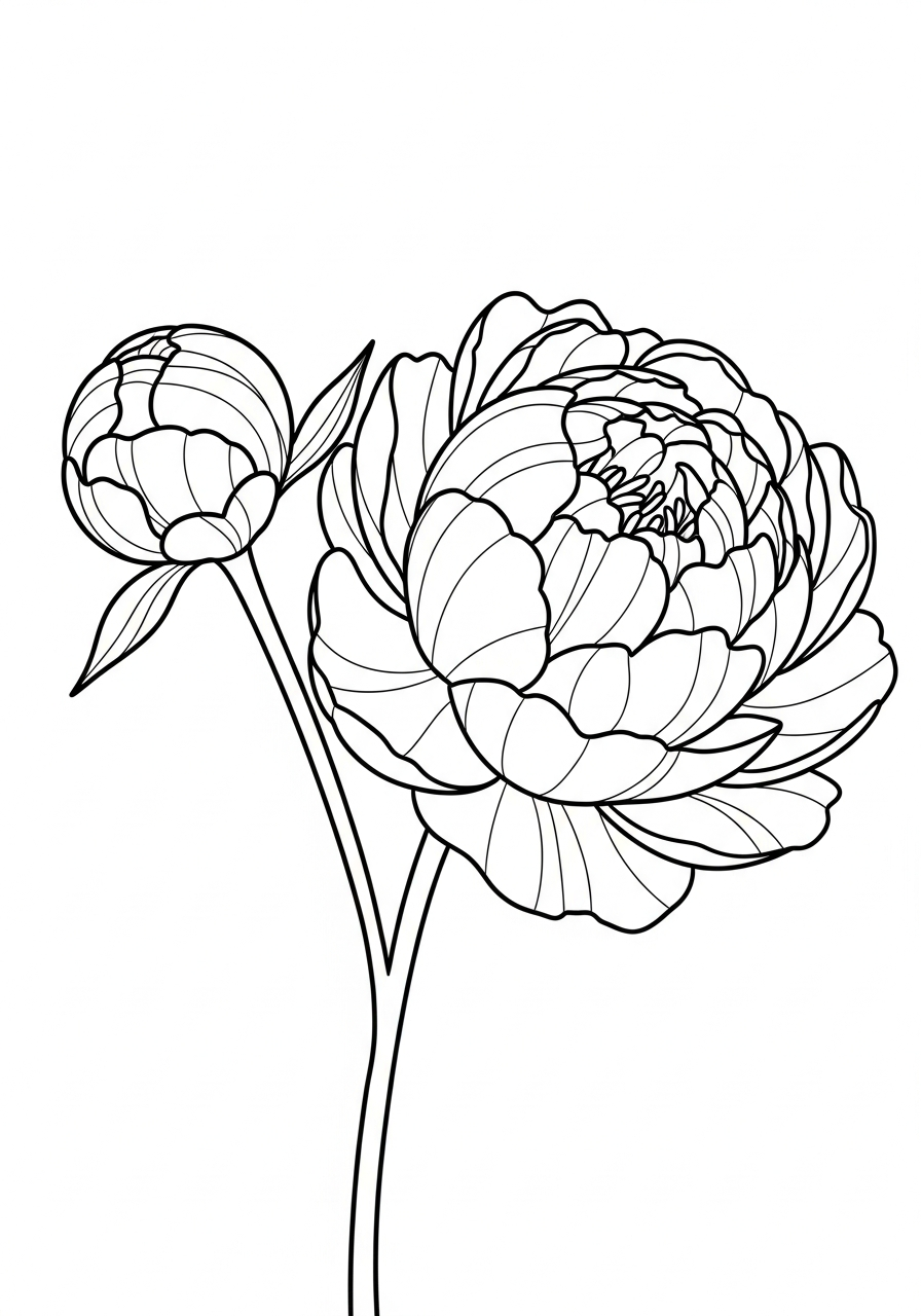 Peonia 16 immagini di peonia da colorare per bambini 1