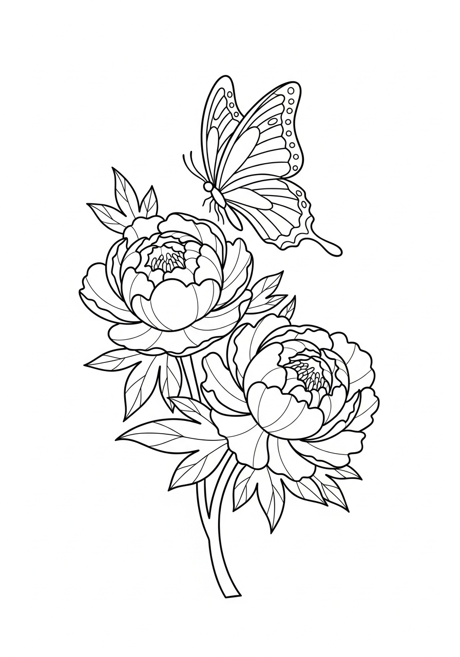 Peonia 15 immagini di peonia da colorare per bambini