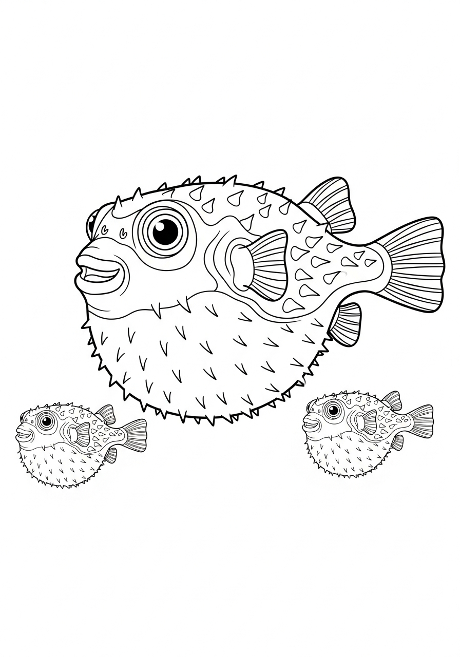 Pesce palla 12 disegni da stampare e colorare pesce palla