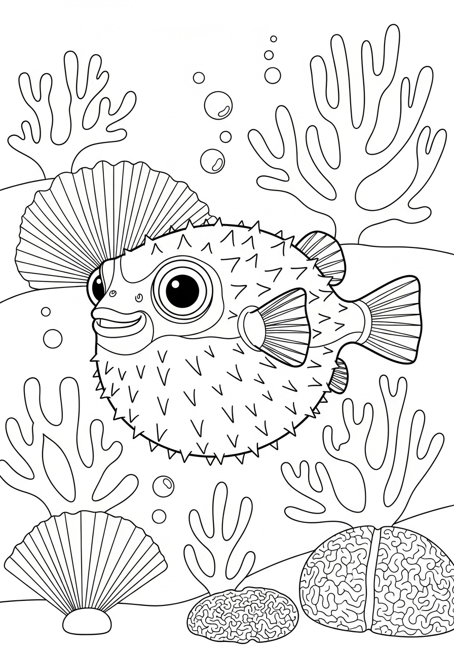 Pesce palla 11 disegni facili di pesce palla da colorare