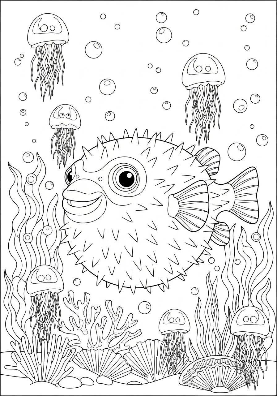 Pesce palla 10 disegni di pesce palla da colorare per bambini 1