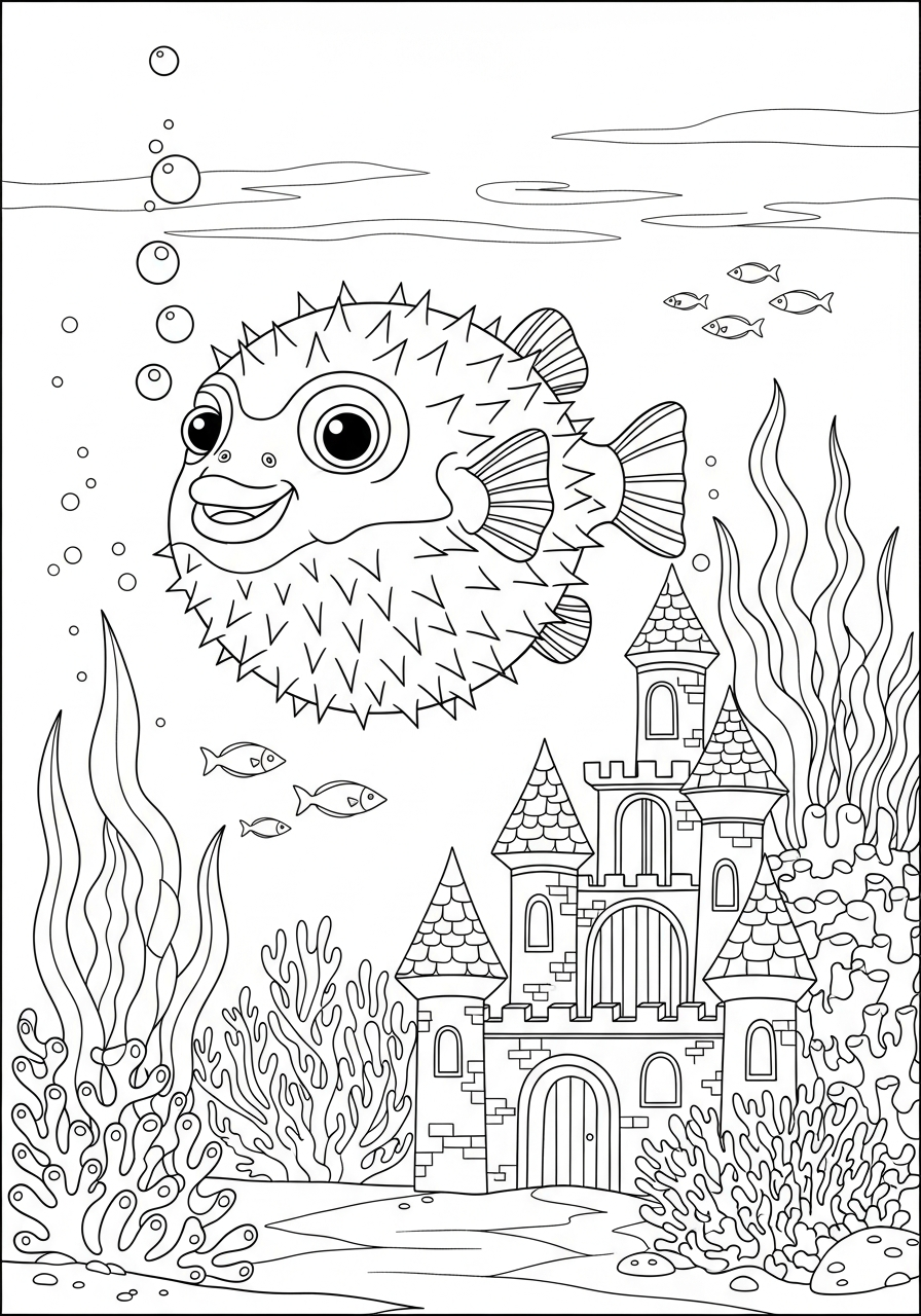 Pesce palla 7 disegni di pesce palla da colorare per bambini