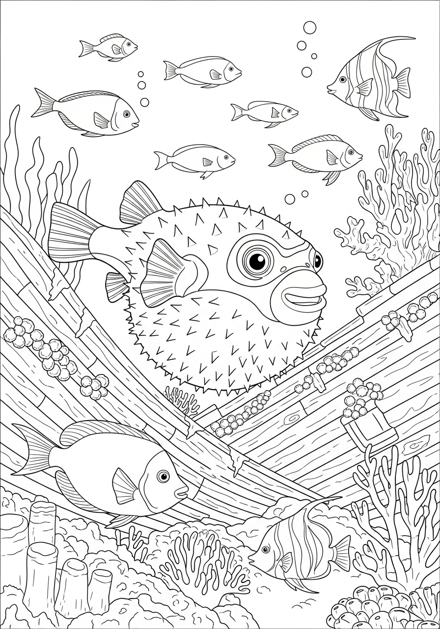 Pesce palla 6 immagine di pesce palla da colorare