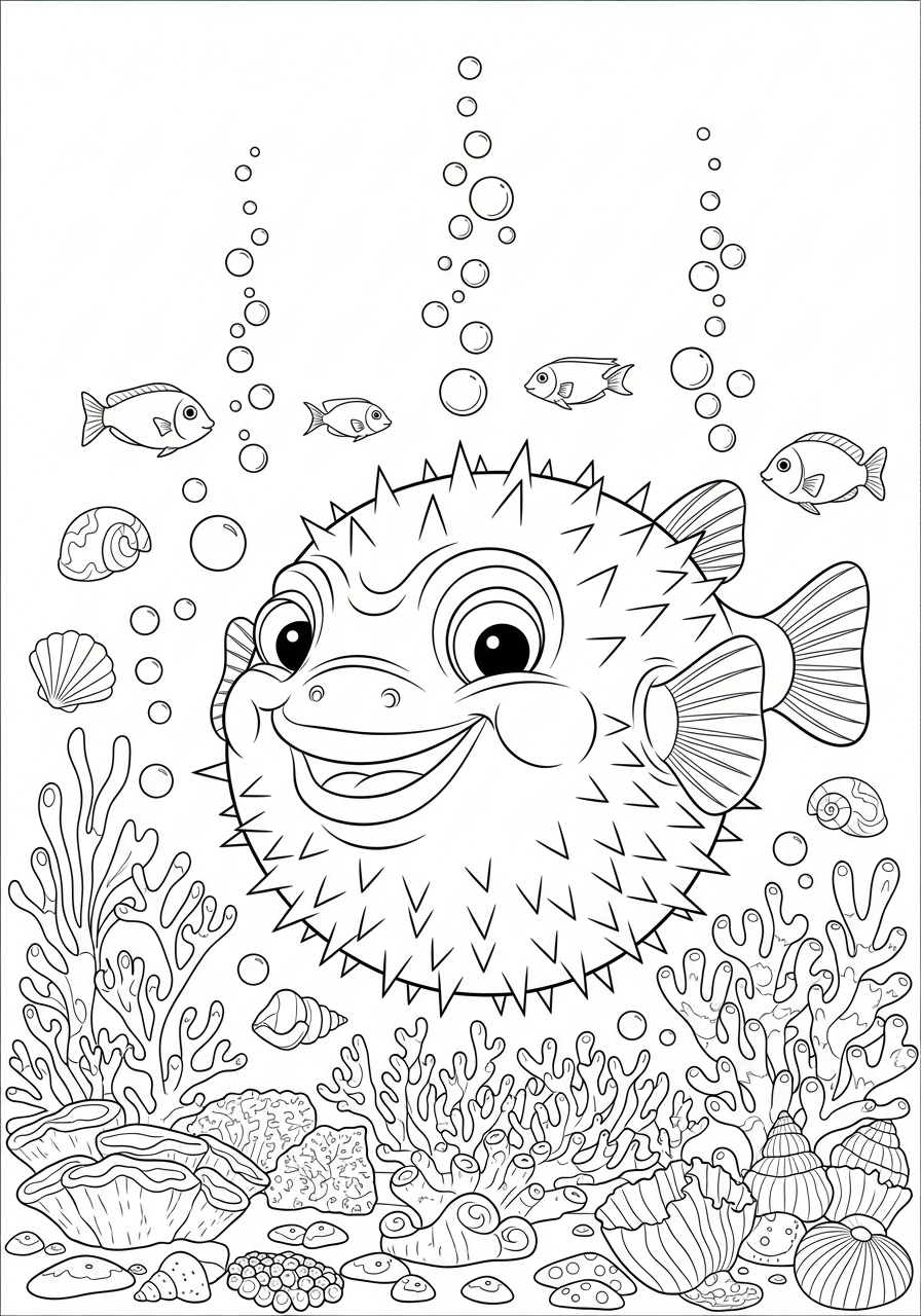 Pesce palla 3 disegni da colorare pesce palla da stampare