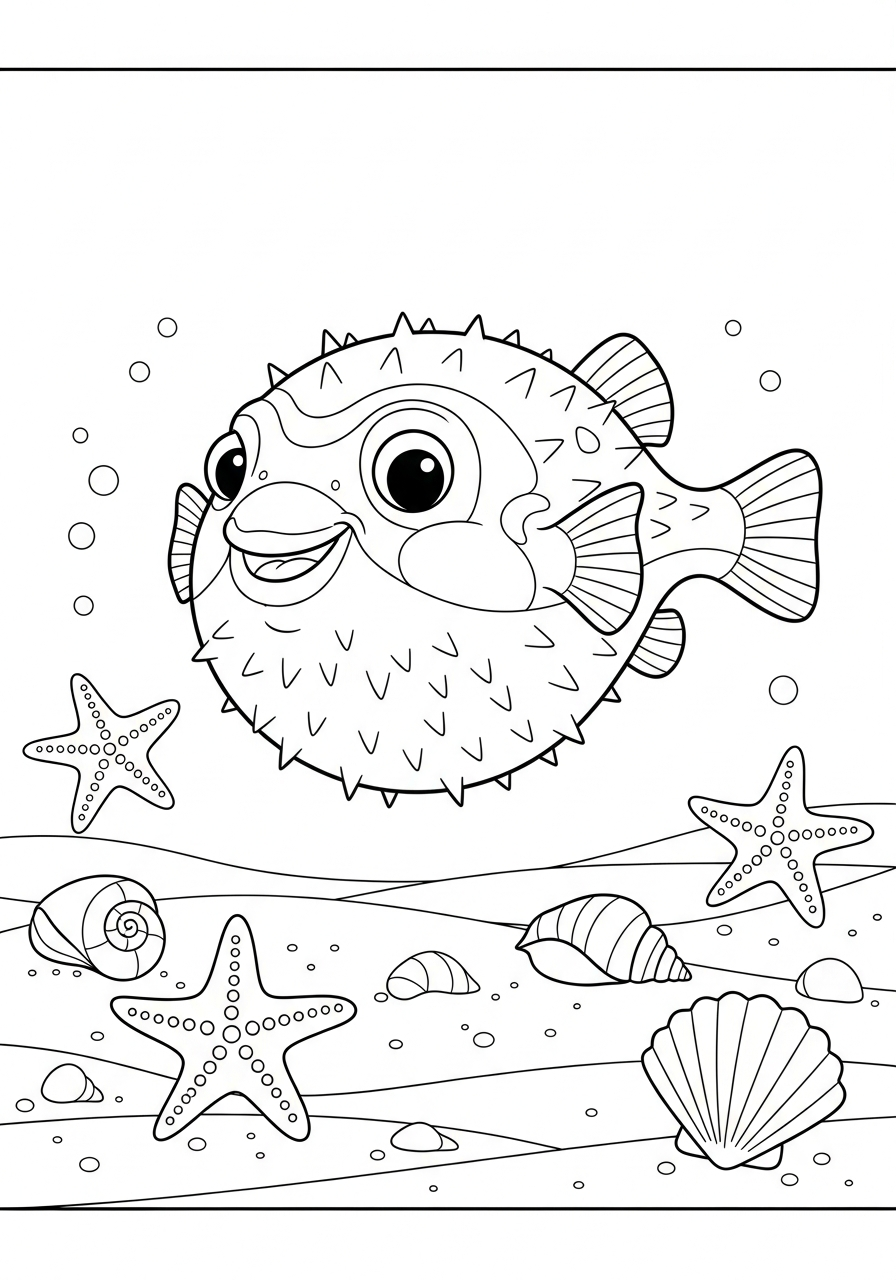 Pesce palla 14 disegni di pesce palla da colorare