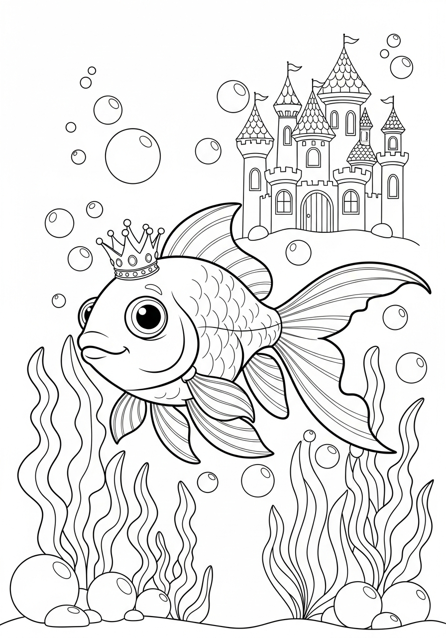 disegni da colorare gratis per bambini di pesce rosso