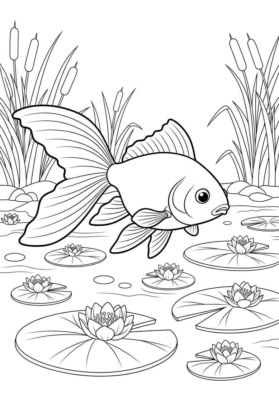 da colorare pesce rosso disegno facile bambini