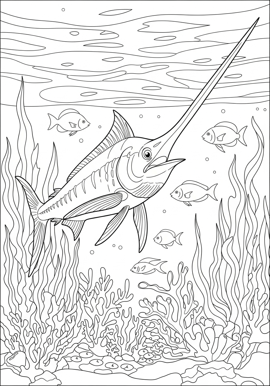 disegni da stampare e colorare pesce spada