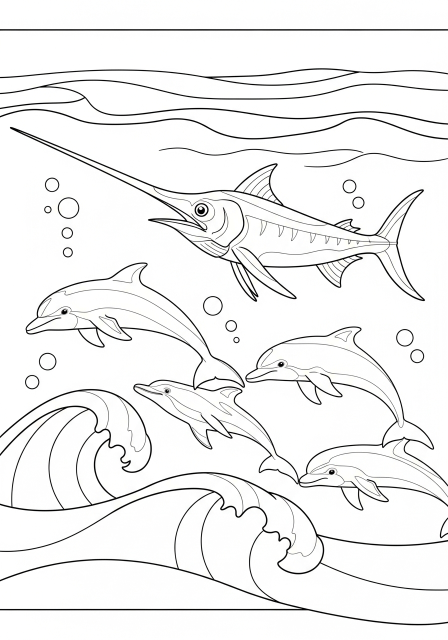 disegni di pesce spada da colorare e stampare gratis