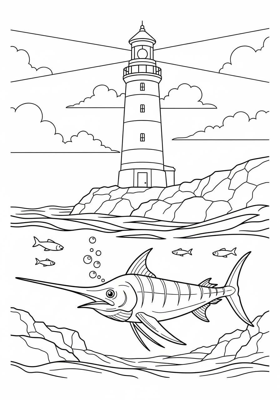 stampe da colorare per bambini pesce spada