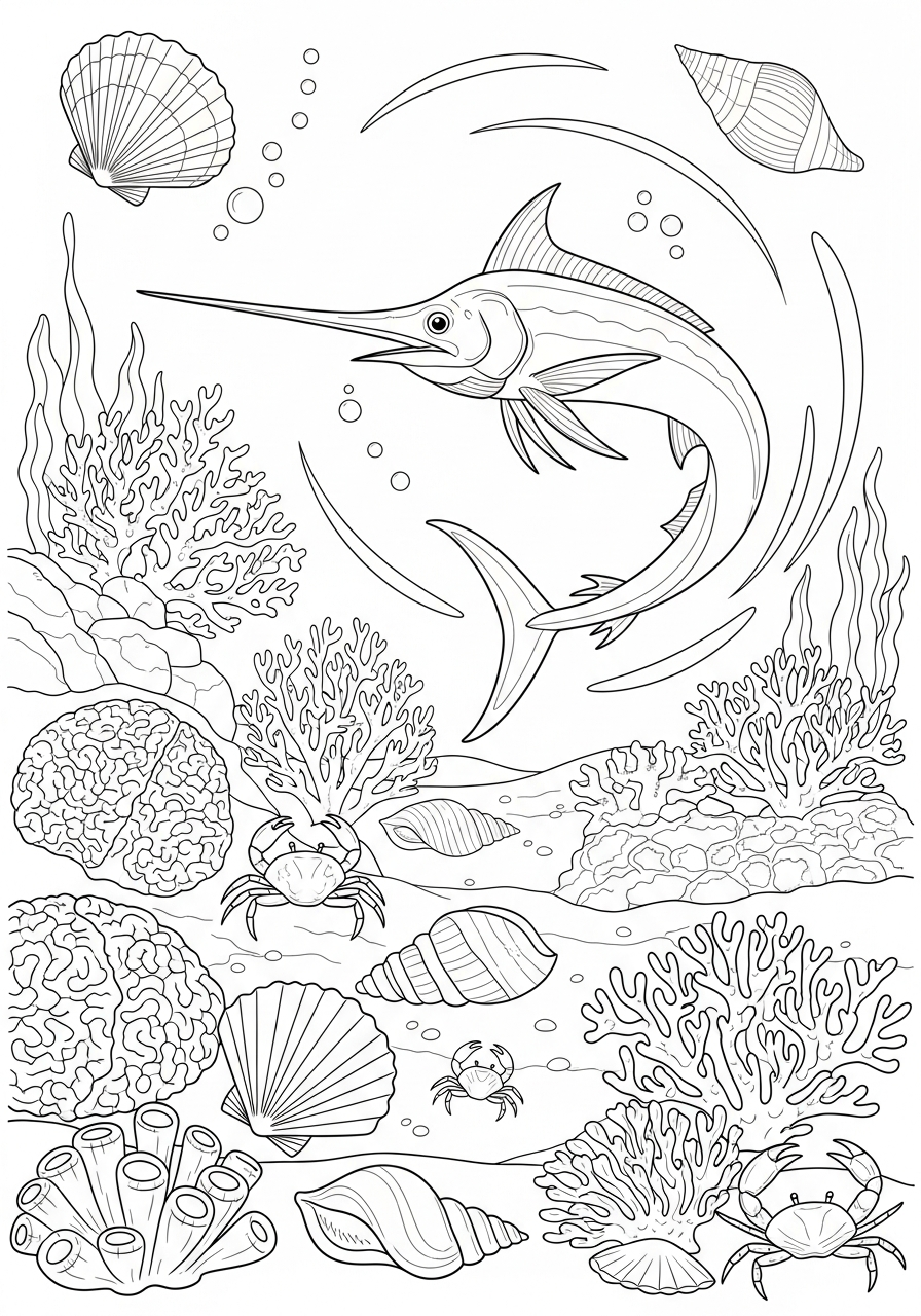 immagini di pesce spada da colorare e stampare