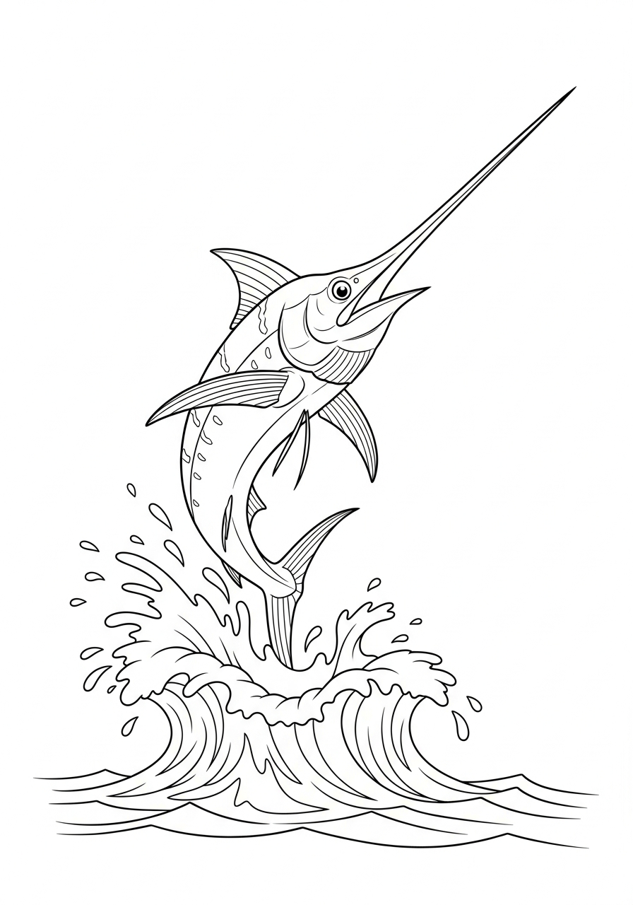 pesce spada da stampare e colorare per bambini