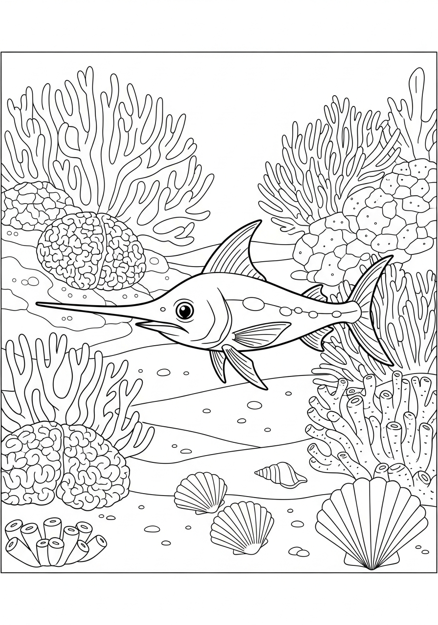 pesce spada da colorare e stampare a4