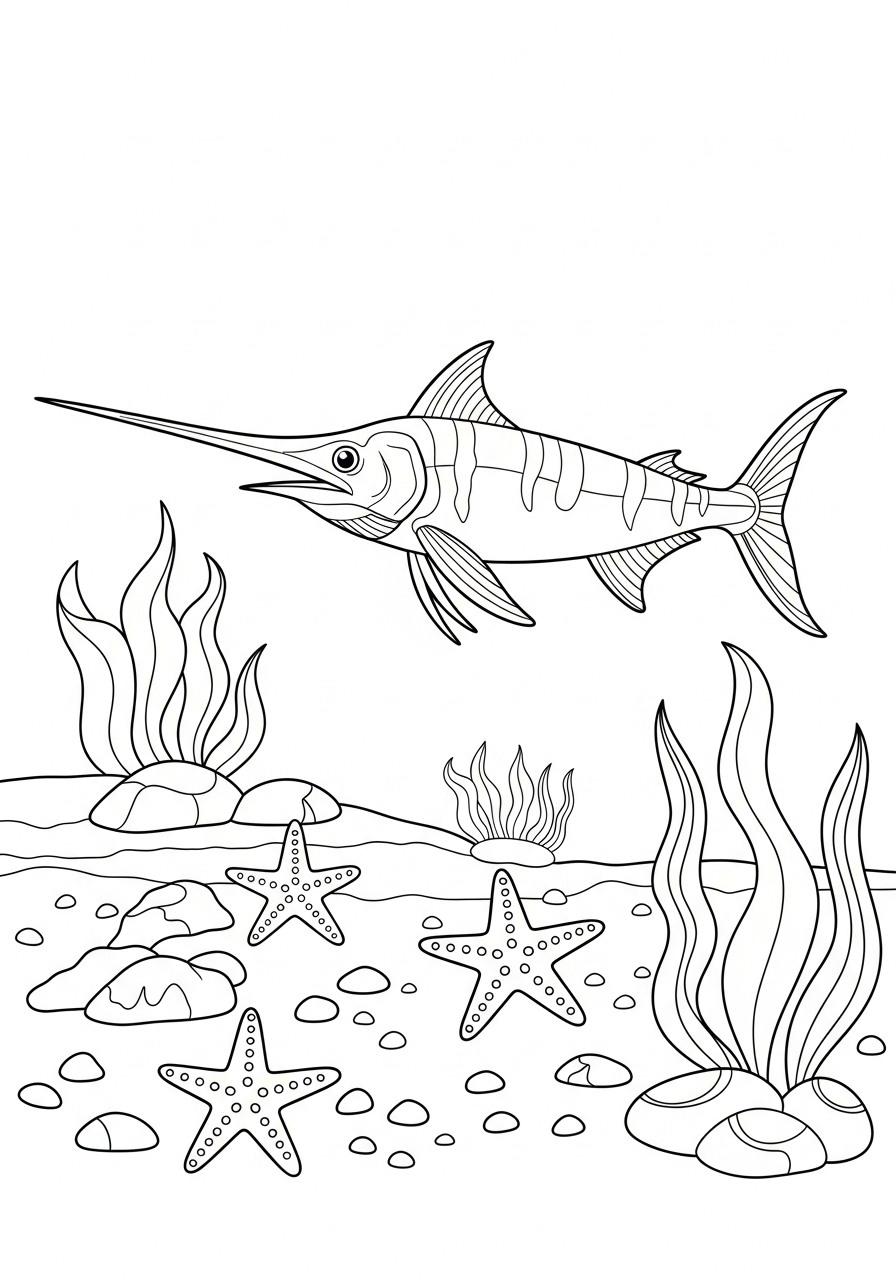 disegni pesce spada da colorare e stampare