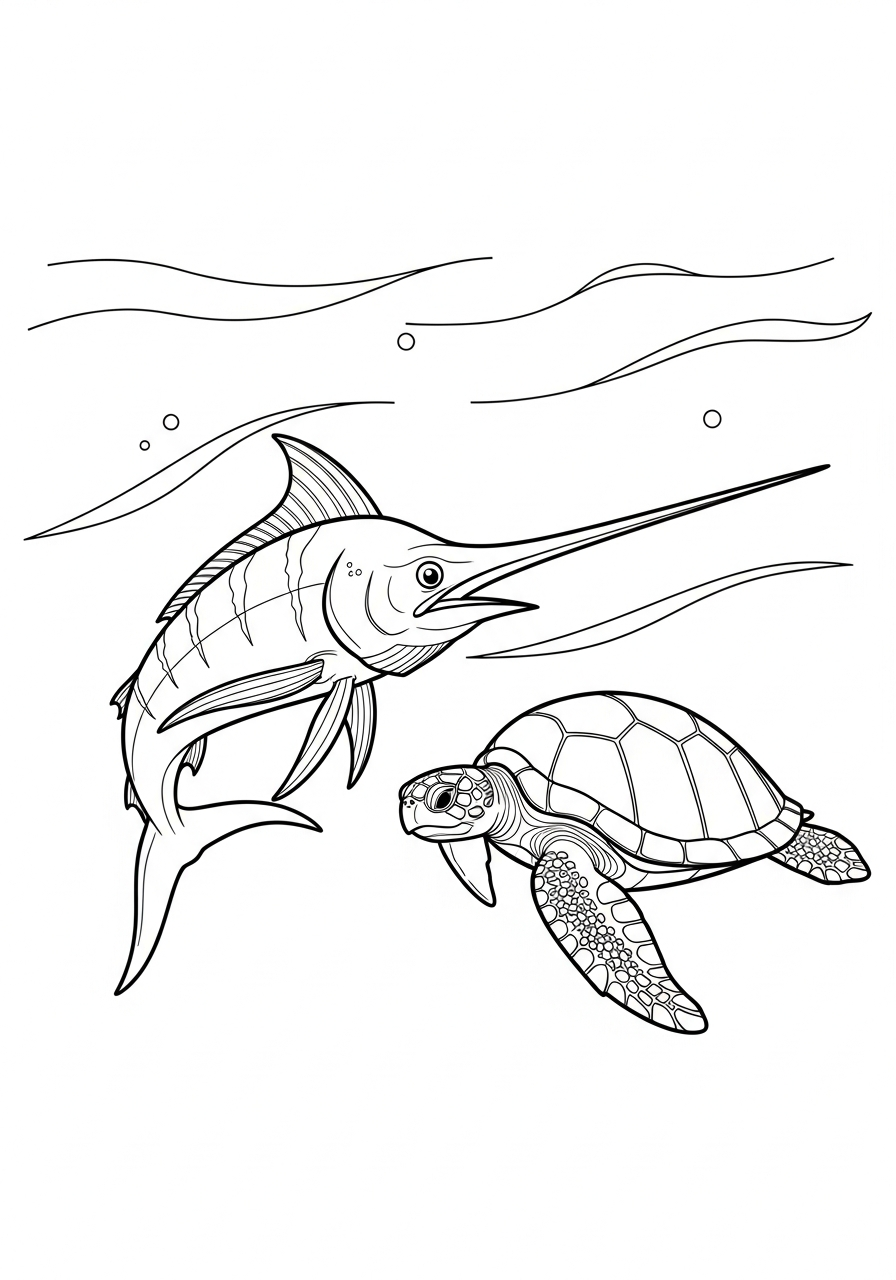 immagini da stampare e colorare di pesce spada