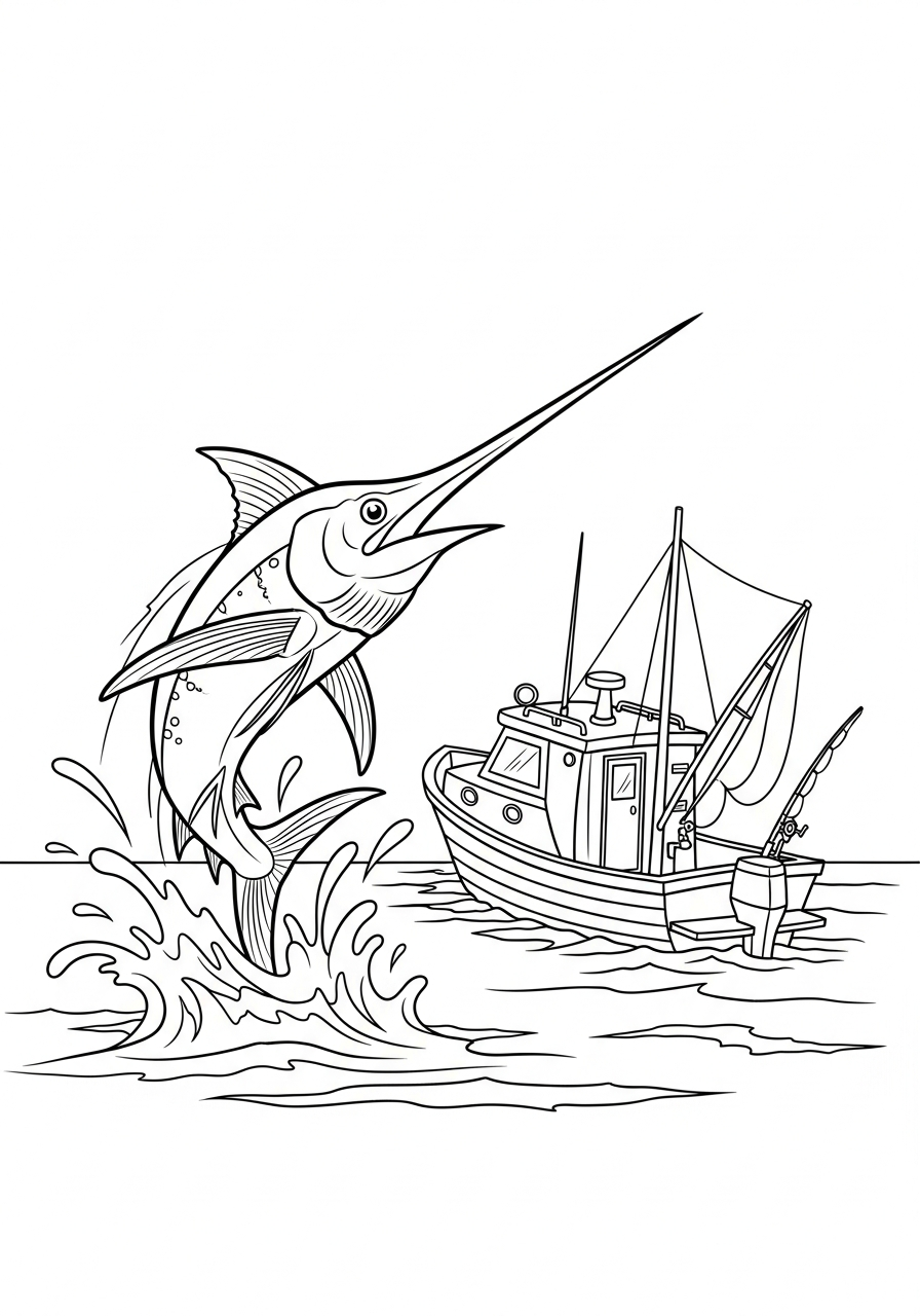 pesce spada disegno da colorare 1