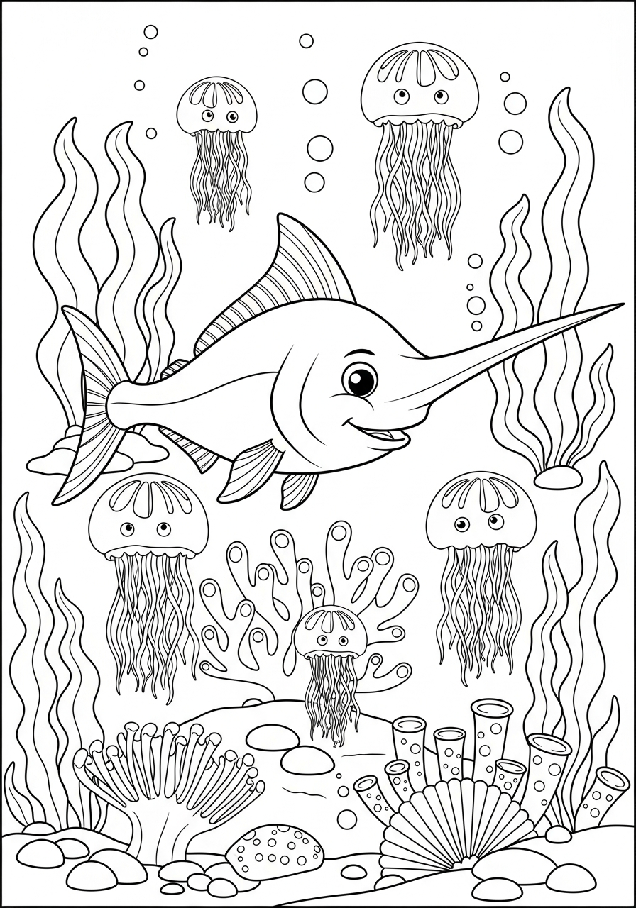 disegni di pesce spada da colorare