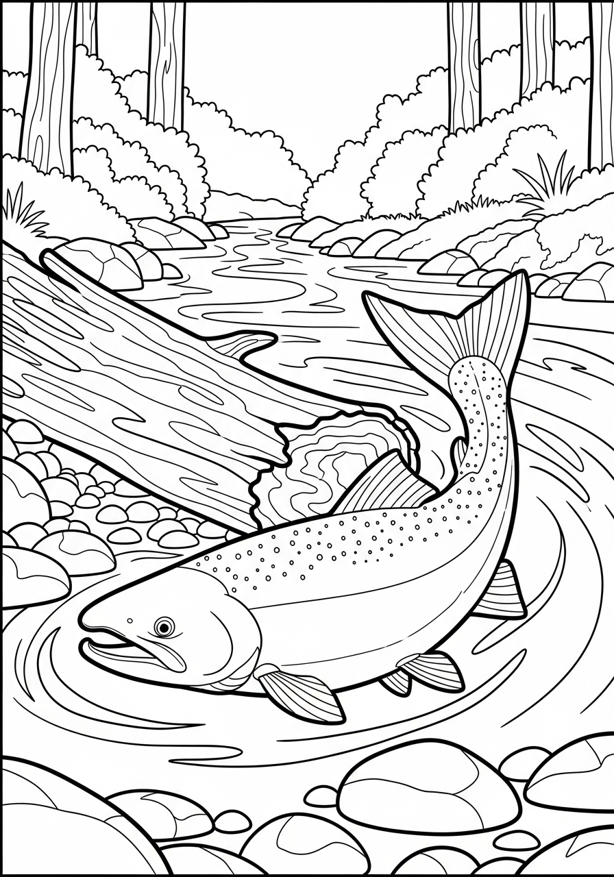 salmone disegno da colorare facile 1