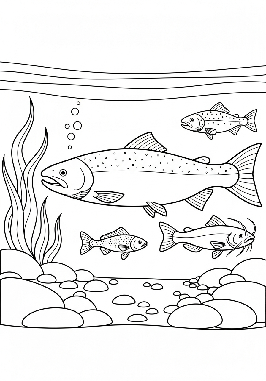 disegni salmone facili da colorare 1