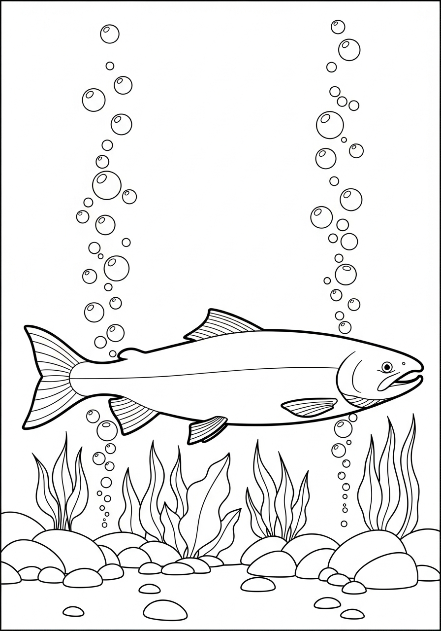 disegni di salmone da colorare per bambini