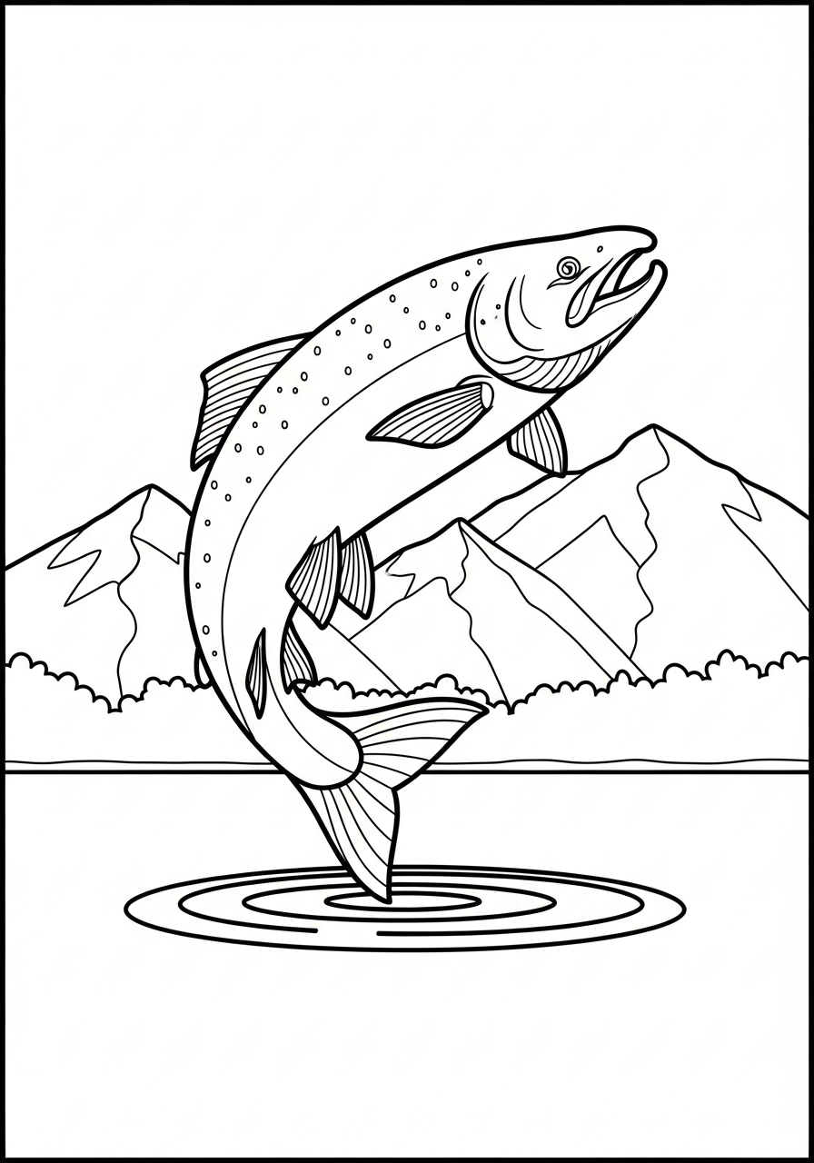 immagini da stampare e colorare di salmone