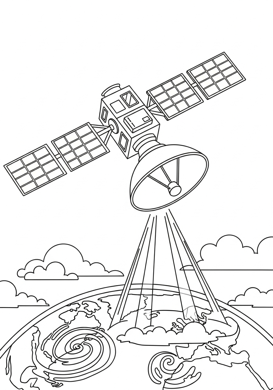 disegno satellite da colorare per bambini