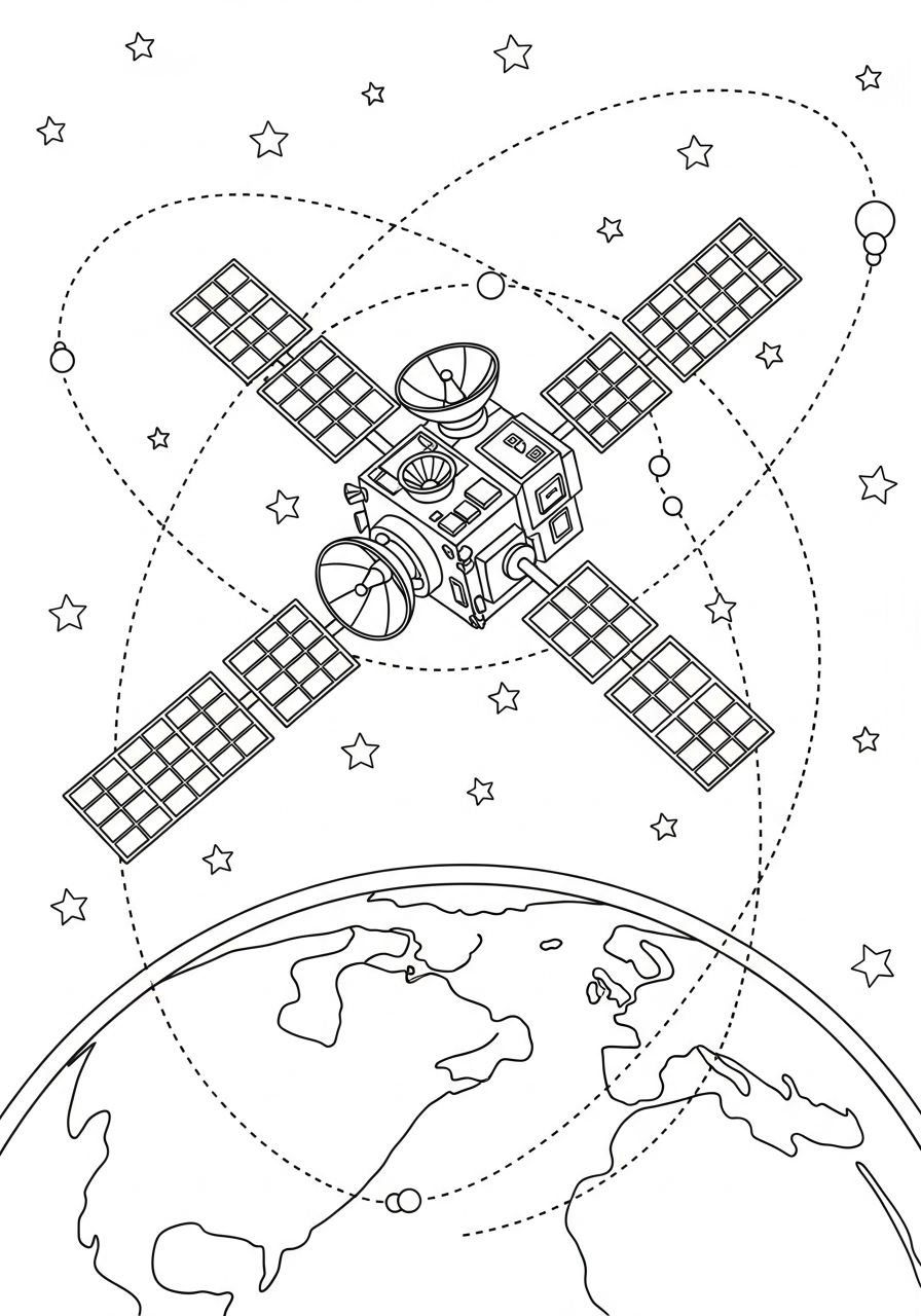 disegni satellite da colorare per bambini 1