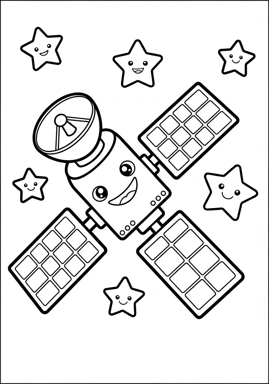 disegno satellite da colorare per bambini 1