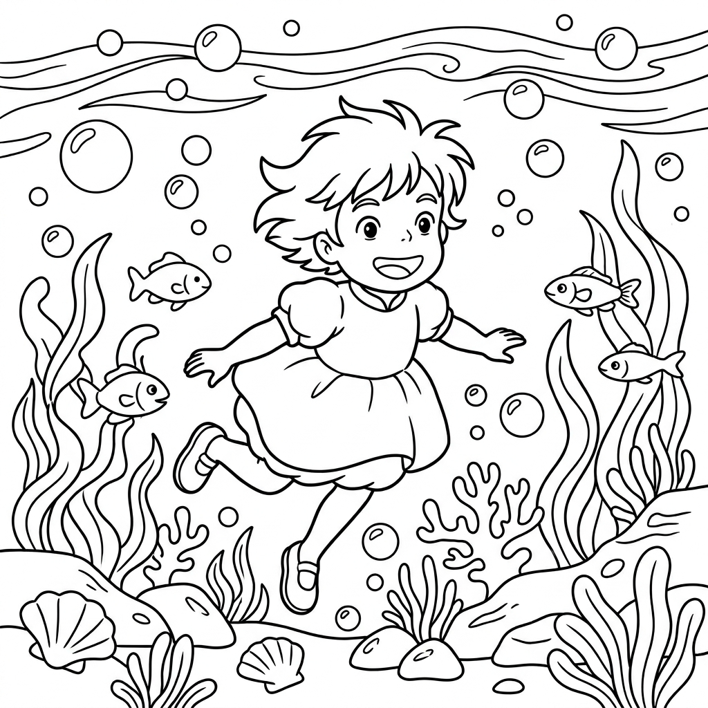 Ponyo da colorare thumbnail