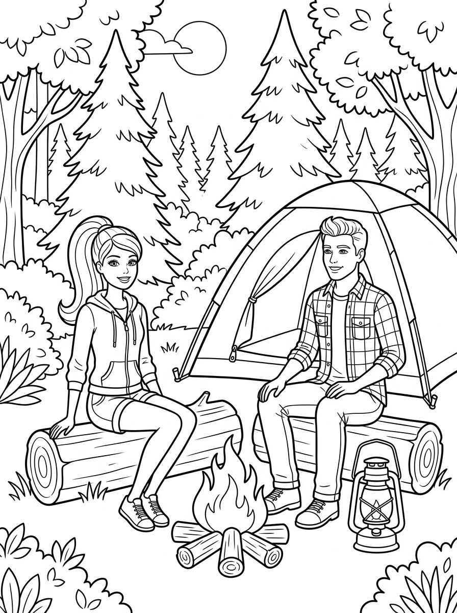 Barbie e Ken disegno facile da colorare 1
