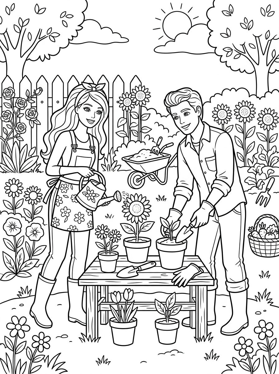 disegni di Barbie e Ken da colorare 1