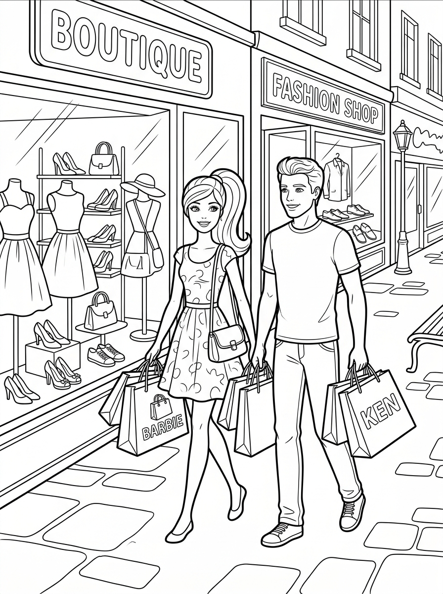 Barbie e Ken disegno facile da colorare