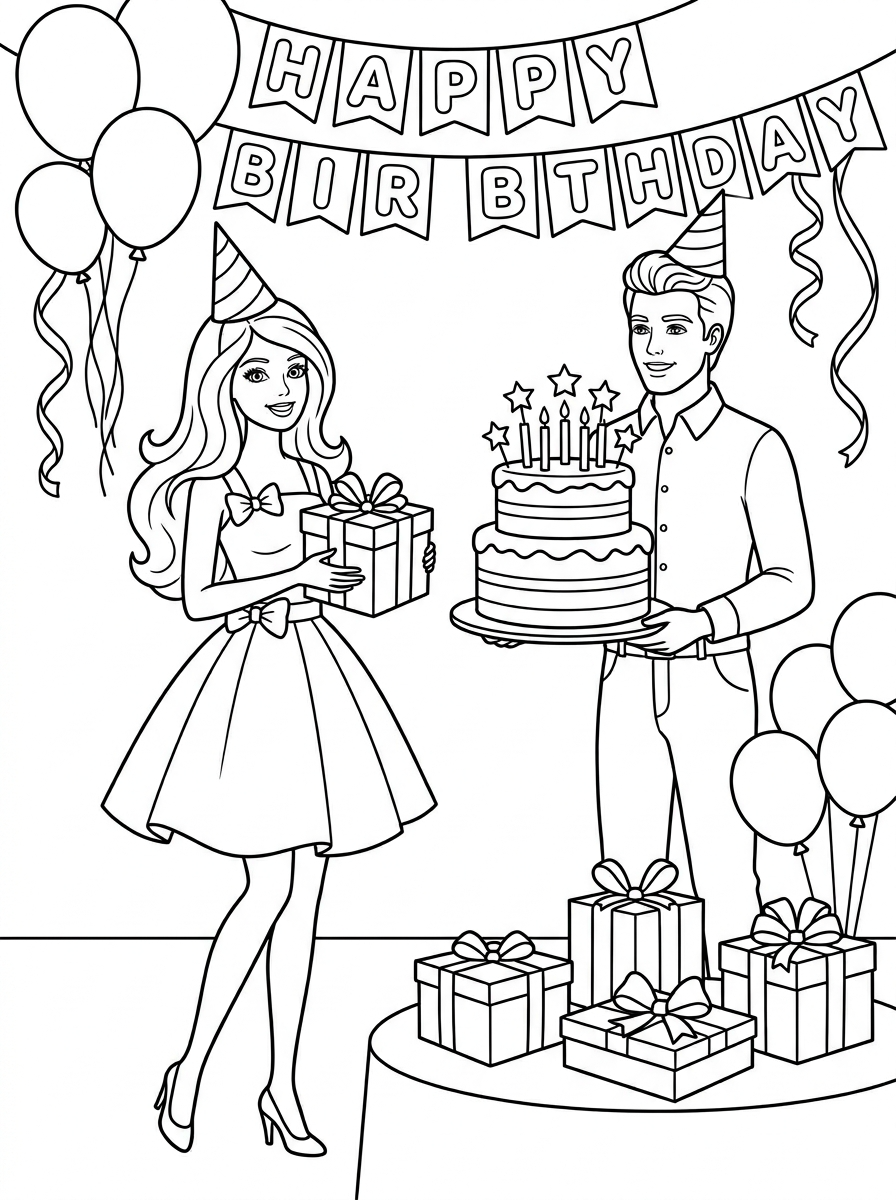disegni Barbie e Ken da colorare