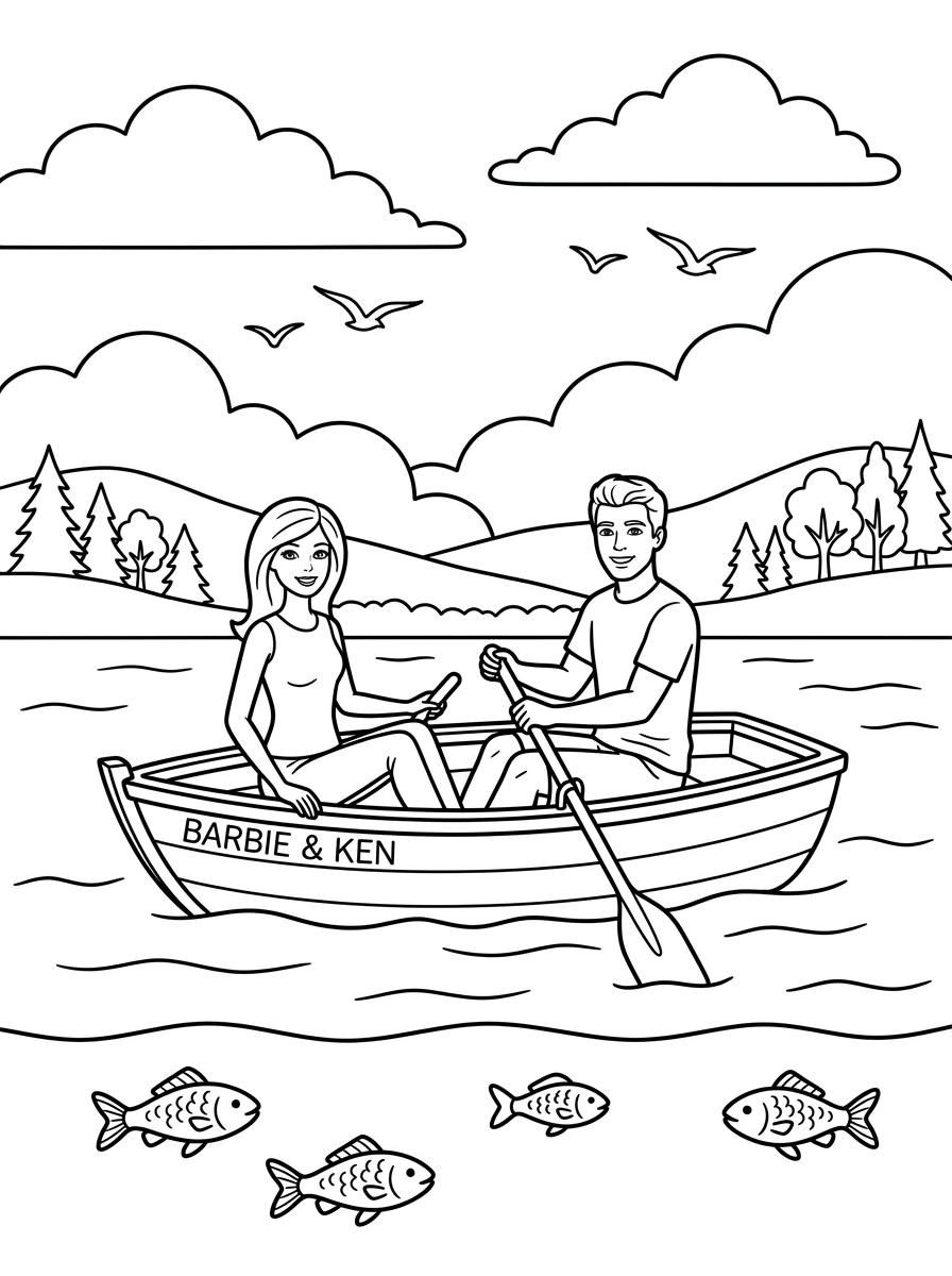 disegni da colorare gratis Barbie e Ken