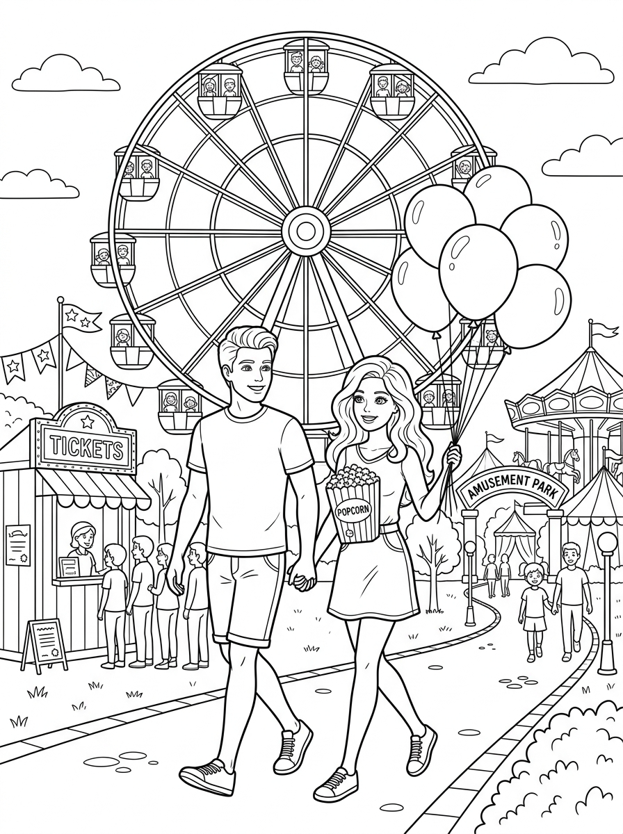 Barbie e Ken da stampare e colorare gratis