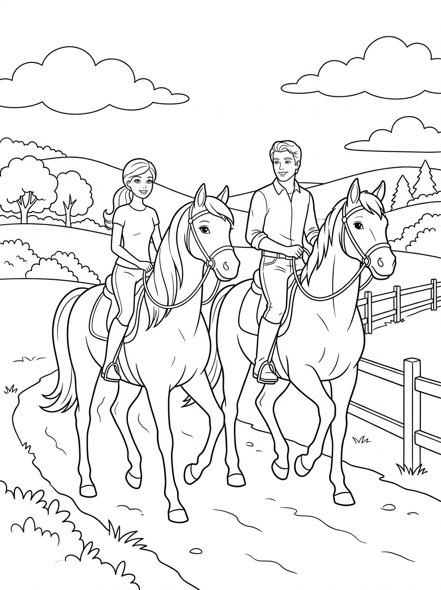 disegni da colorare Barbie e Ken